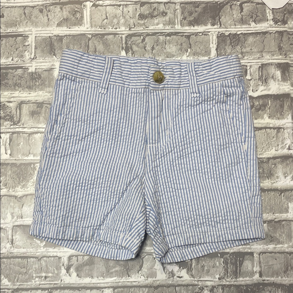 Janie and Jack Light Blue & White Seersucker‎ Stripe Shorts